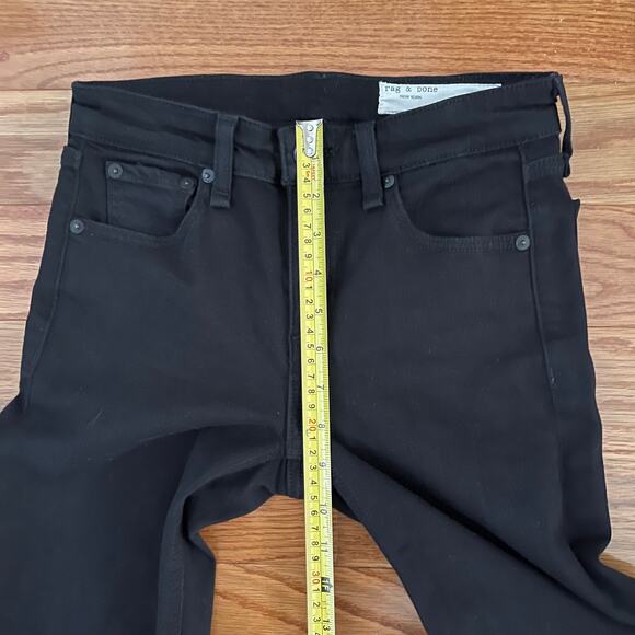 rag & bone Cate Skinny Jeans Womens 24 Black Mid Rise Frayed Hem Ankle Denim - Picture 8 of 9
